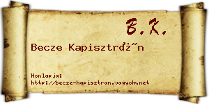 Becze Kapisztrán névjegykártya